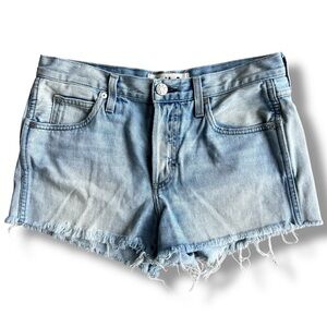 AMO Babe Short Button Fly Cut Off Denim Shorts in Road Trip